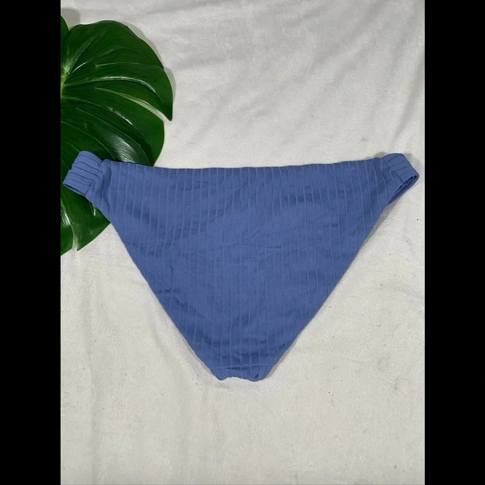 NWT $58‎ Becca Blue MIS Loreto Ribbed Bikini Bottom